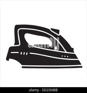 Icona del ferro elettrico per i simboli di abbigliamento, lavanderia e elettrodomestici Illustrazione Vettoriale