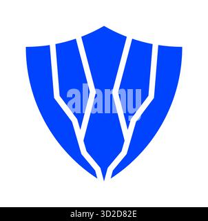 Icona vettoriale con logo a scudo blu astratto che rappresenta la protezione di sicurezza e il concetto di fiducia isolato su sfondo bianco, ideale per la tecnologia moderna Illustrazione Vettoriale