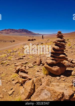 Pietra Zen sulle Ande, deserto di Atacama, Cile. Foto Stock