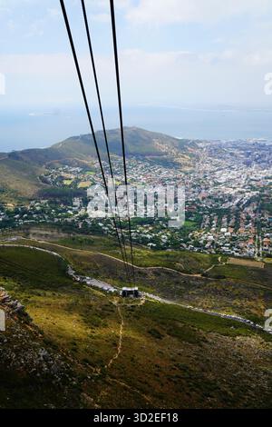 Sulla Table Mountain Aerial Cableway, Skyline, città del Capo, Sud Africa Foto Stock