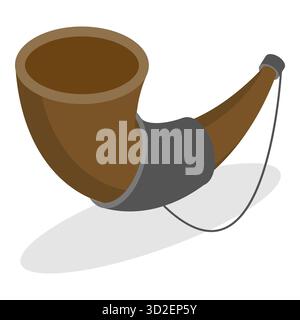 Set piatto isometrico 3D di Vikings Simbols, Scandinavian Warriors Equipment. Componente 1 Foto Stock