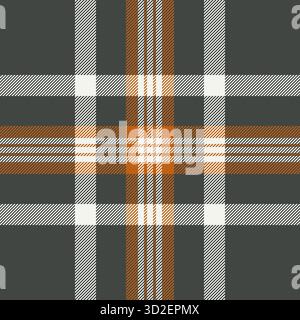Sfondo tartan a controllo di modello, tessuto rurale senza cuciture. Intricato motivo vettoriale a quadri con tavolozza di colori grigio e bianco. Illustrazione Vettoriale