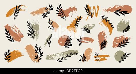 Disegno a mano minimalista creativo sfondo artistico astratto. Illustrazioni estetiche moderne. Collezione in stile boemo di design artistico contemporaneo Illustrazione Vettoriale