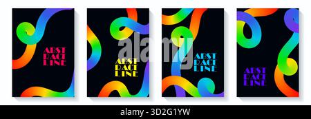 Tratti e vortici sfumati colorati. Pennello arcobaleno. Linee con sfumatura colore. Forme 3D vettoriali astratte. Wave Design Elements per gli sfondi Illustrazione Vettoriale