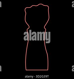 Braccio concettuale di protesta al neon sollevato a mano con chiusura in rosso immagine vettoriale luce piatta Illustrazione Vettoriale