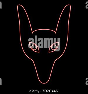 Immagine vettoriale rossa con testa al neon, luce piatta Illustrazione Vettoriale