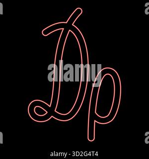 Simbolo al neon o segno della dracma valuta moneta rosso colore vettoriale immagine luce piatta Illustrazione Vettoriale
