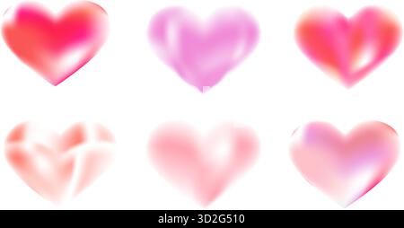 Illustrazioni vettoriali con forme del cuore sfocate. Elementi di design estetico Gradient trendy y2k per modelli moderni: Copertine, striscioni, biglietti d'auguri e po Illustrazione Vettoriale