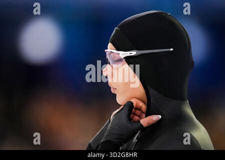 Heerenveen, Paesi Bassi. 1 novembre 2025. HEERENVEEN, PAESI BASSI - 1 NOVEMBRE: Jutta Leerdam durante i Campionati olandesi di pattinaggio su strada 2026 a Thialf il 1° novembre 2025 a Heerenveen, Paesi Bassi. (Foto di Douwe Bijlsma/Orange Pictures) credito: Orange Pics BV/Alamy Live News Foto Stock