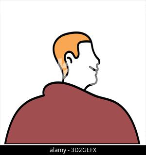 Uomo con un mantello marrone che guarda sorridendo sulle spalle Illustrazione Vettoriale