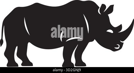 Illustrazione vettoriale silhouette rinoceronte. Illustrazione Vettoriale