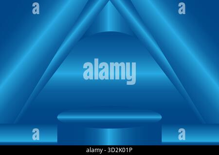 Lo sfondo blu a podio sfumato con illuminazione soffusa crea un palcoscenico moderno ed elegante, ideale per la presentazione dei prodotti o per l'offerta di branding Illustrazione Vettoriale
