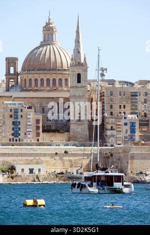 Vista da Sliema di fronte a la Valletta, Malta Foto Stock