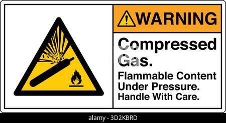 Gas compresso – il segnale di sicurezza di uno spazio ristretto può rappresentare un pericolo di esplosione avvisa le persone dei pericoli derivanti dai gas compressi Illustrazione Vettoriale