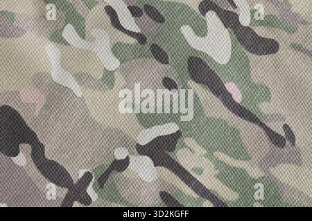 Primo piano con texture in tessuto mimetico multicam a forza armata Foto Stock