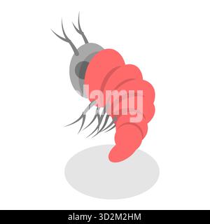 3D Isometric Flat Set of Variety of Plankton, Collection of Small Water Imrents. Punto 7 Foto Stock