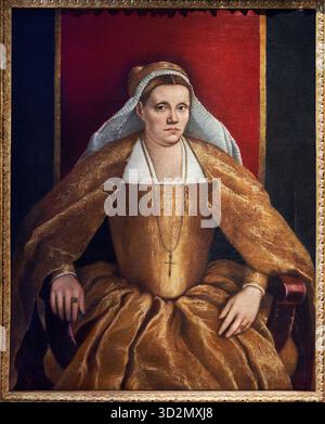 Ritratto di dogaressa Morosina Morosini Grimani, fine XVI secolo, JACOPO NEGRETTI detto PALMA il GIOVANE (Venezia 1548/1550 - Venezia 1628), Correr Foto Stock