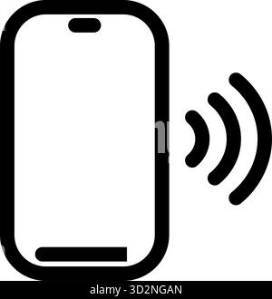 Questa icona vettoriale raffigura uno smartphone che emette segnali wireless, perfetto per applicazioni di pagamento mobili, siti Web bancari e tecnologia finanziaria. Si ripete Illustrazione Vettoriale