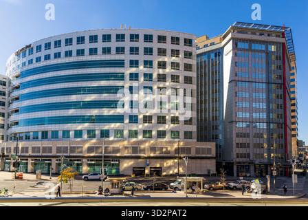 Una vista della 16a strada rinnovata nel centro cittadino di Denver, Colorado Foto Stock