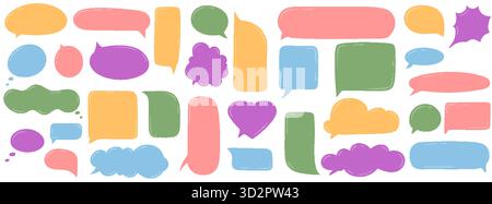 Set di bolle chat disegnate a mano Illustrazione Vettoriale