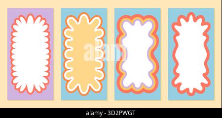 Set bordi rettangolari ondulati retrò scanalati Illustrazione Vettoriale