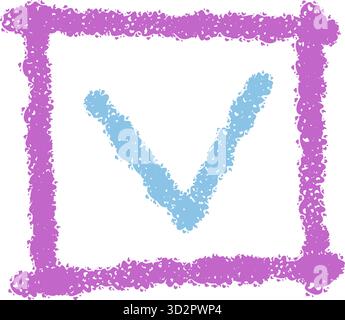 Icona della casella di controllo blu gesso disegnato a mano Illustrazione Vettoriale