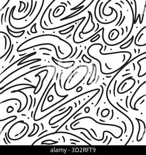 Mano astratta disegna le onde disegna il pattern delle linee su sfondo bianco. Illustrazione Vettoriale