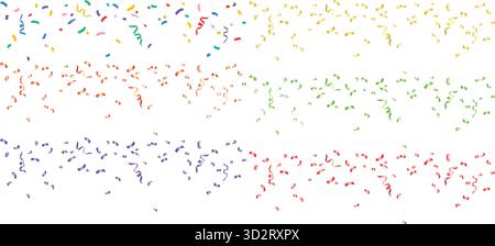 Coriandoli e streamer con colori vivaci su sfondo bianco Illustrazione Vettoriale