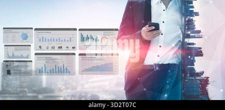 Il dashboard finanziario migliora la reportistica sull'analisi dei dati, il monitoraggio delle prestazioni e l'analisi strategica del processo decisionale Foto Stock