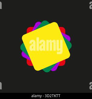 Forma quadrata astratta. Forma geometrica stratificata. Vettoriale oggetto colorato. Elemento sfondo scuro. EPS 10. Illustrazione Vettoriale