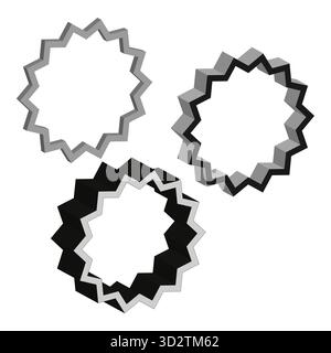 Riquadri circolari astratti. Decorazione a bordi spioventi. Elemento linea monocromatico. Oggetto isolato vettoriale. EPS 10. Illustrazione Vettoriale