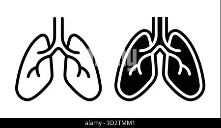 Illustrazione pulita e moderna dei polmoni umani, caratterizzata da un contorno e un design solido. Perfetto per progetti medici, educativi e sanitari da illustrare Illustrazione Vettoriale
