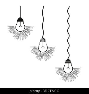 Lampadine a sospensione. Lampada a sospensione semplice. Illuminazione vettoriale minima. Elemento luminoso decorativo. EPS 10. Illustrazione Vettoriale