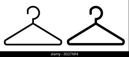 Questa semplice grafica in linea nera presenta due appendiabiti su sfondo bianco, perfetti per progetti, illustrazioni o disegni legati alla moda. Illustrazione Vettoriale
