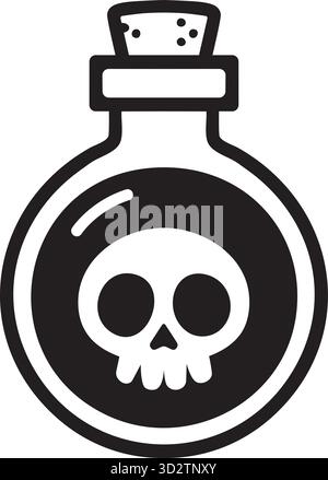 Arte vettoriale in bottiglia di pozione veleno gotica | vaso ipothecary teschio SVG per tatuaggi e toppe Illustrazione Vettoriale