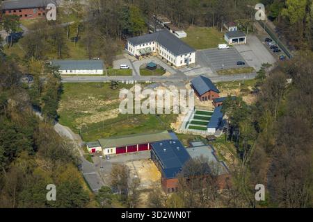 Vista aerea del deposito delle munizioni Munitionsversorgungszentrum West der Bundeswehr, ex Heeresmunitionsanstalt Wulfen Munitionsanstalt (Muna), in Foto Stock
