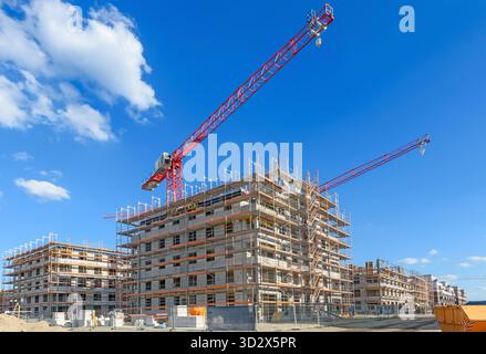 cantiere di edifici residenziali a più piani Foto Stock