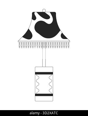 Lampada da tavolo decorativa con oggetto linea 2D ombreggiato Illustrazione Vettoriale