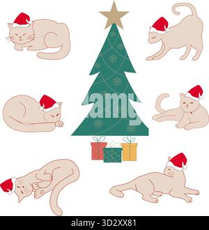 Schema dei gatti di Natale Illustrazione Vettoriale