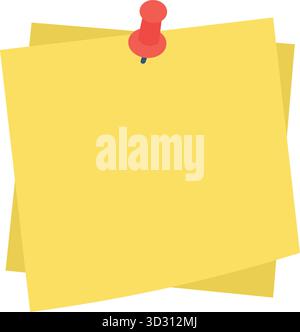 Note adesive gialle luminose con un tocco rosso, perfette per promemoria, idee o elenchi di attività in qualsiasi ambiente di lavoro moderno Illustrazione Vettoriale
