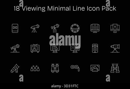 Un set dinamico di 18 icone in stile minimal Line, studiate per la visualizzazione e adatte per i prodotti digitali. Illustrazione Vettoriale