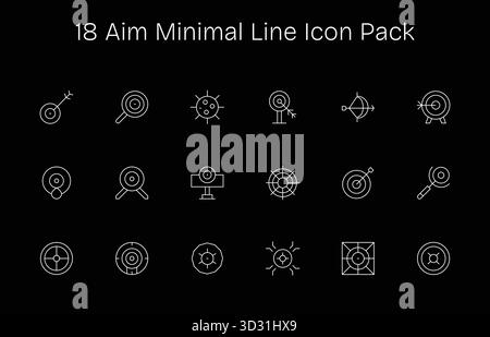 Questa collezione presenta 18 icone minimali in stile Line pensate per il tema AIM, ideali per il design digitale. Illustrazione Vettoriale