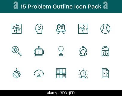 Un set dinamico di 15 icone in stile Outline, adattate al problema e adatte ai prodotti digitali. Illustrazione Vettoriale