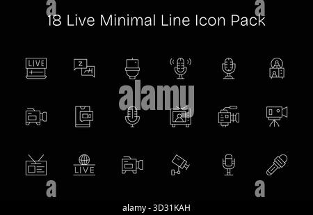 Questo set di 18 icone Minimal Line cattura temi dal vivo, perfetti per applicazioni tecnologiche e aziendali. Illustrazione Vettoriale