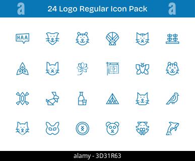 Scaricate 24 icone sagomate scalabili progettate per i Logo, adatte per progetti professionali e creativi. Illustrazione Vettoriale