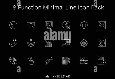 Confezione curata di 18 icone vettoriali con design minimal Line, incentrata sui concetti funzionali. Illustrazione Vettoriale