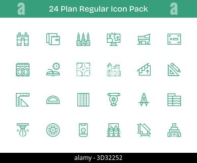 Scarica 24 icone di contorno regolari scalabili progettate per il piano, adatte per progetti professionali e creativi. Illustrazione Vettoriale