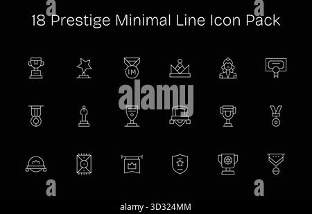 Esplora 18 icone vettoriali minimali ispirate a Prestige. Perfetto per interfacce Web e app. Illustrazione Vettoriale
