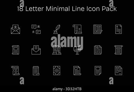 Scopri 18 icone vettoriali minimali ispirate alla lettera. Perfetto per interfacce Web e app. Illustrazione Vettoriale