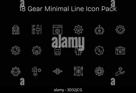 Questa collezione presenta 18 icone minimali in stile Line pensate per il tema degli outfit, perfette per il design digitale. Illustrazione Vettoriale